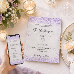 Convite Casamento elegante violeta lavanda prata