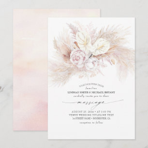 Convite Casamento Elegante White Anthurium e Pampas Grass