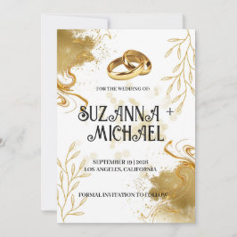 Convite Casamento Elegante White e Dourado