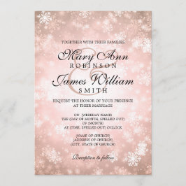 Convite Casamento Elegante Winter Wonderland Brilho Cobre