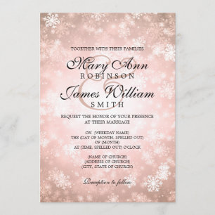 Convite Casamento Elegante Winter Wonderland Brilho Cobre