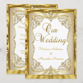 Convite Casamento Elite Dourado Branco bege Creme Pérola
