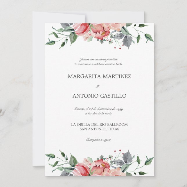 Convite Casamento Elizabeth Invitaciones de Boda Elegantes (Frente)
