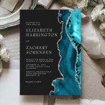 Casamento em Ágata Azul Teal Prata