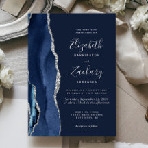 Casamento em Ágata Prata Azul Marinho Moderno