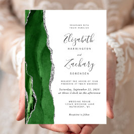 Convite Casamento em Ágata Prata Verde Caçador