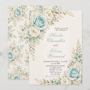 Convite Casamento em Aqua e Marfim