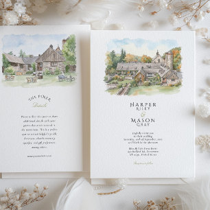 Convite Casamento em Aquarela Blue Hill at Stone Barns
