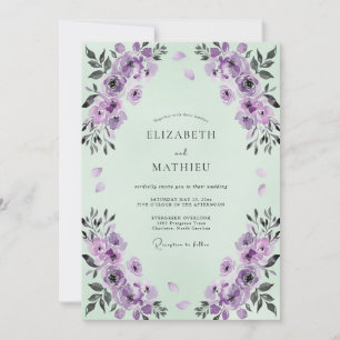 Convite Casamento em Aquarela com Âmbar e Hortelã