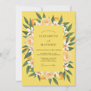 Convite Casamento em Aquarela com Citrino Amarelo Costeiro