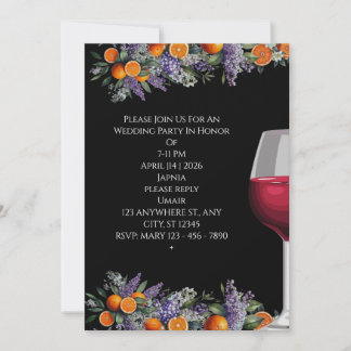 Convite Casamento em Aquarela com Citrino Elegante e Vinho