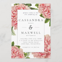 Casamento em Aquarela de Peônias Botânicas Rosa Vi