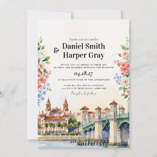 Convite Casamento em Aquarela de St Augustine Flórida