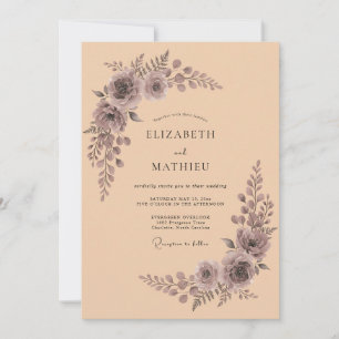 Convite Casamento em Aquarela Elegante com Damasco