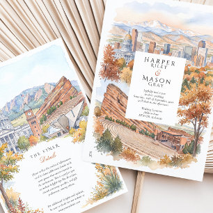 Convite Casamento em Aquarela em Denver Colorado