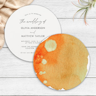 Convite Casamento em Aquarela Laranja Queimada Boho Chic E