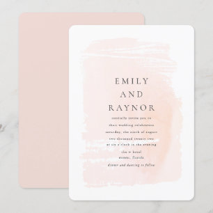 Convite Casamento em Aquarela Moderna Rosa Bege