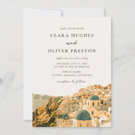 Convite Casamento em Aquarela na Caldeira de Santorini Dou