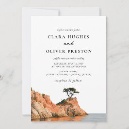 Convite Casamento em Aquarela na Costa de Big Sur Cypress