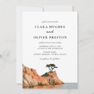 Convite Casamento em Aquarela na Costa de Big Sur Cypress