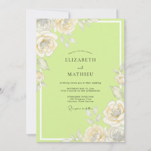 Convite Casamento em Aquarela Rosa Chartreuse