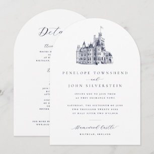 Convite Casamento em Arco Duplo Castelo Vintage