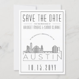 Convite Casamento em Austin | Linha do horizonte estilizad