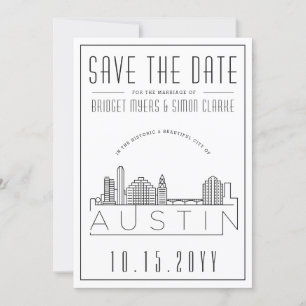 Convite Casamento em Austin   Linha do horizonte estilizad