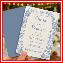 Convite Casamento em Azul Empoeirado | Flor Silvestre