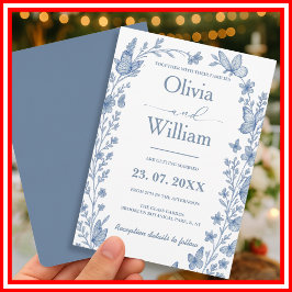 Convite Casamento em Azul Empoeirado | Flor Silvestre