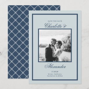 Convite Casamento em Azul Poeirento, Rotina Clássica, Salv
