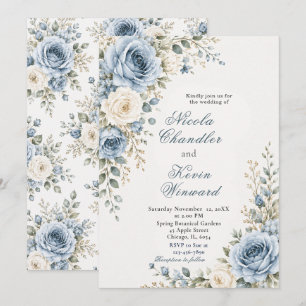 Convite Casamento em Azul Poente e Dourado