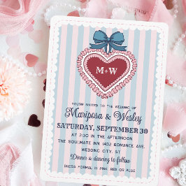 Convite Casamento em Azul Rosa com Pregueado e Listras Cor