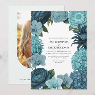 Convite Casamento em Azul Salvia, Verde Glacier e Hortelã