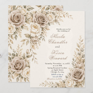 Convite Casamento em Bege e Marfim
