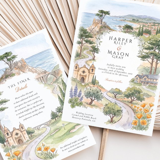 Convite Casamento em Carmel CA Lone Cypress Pebble Beach (Criador carregado)