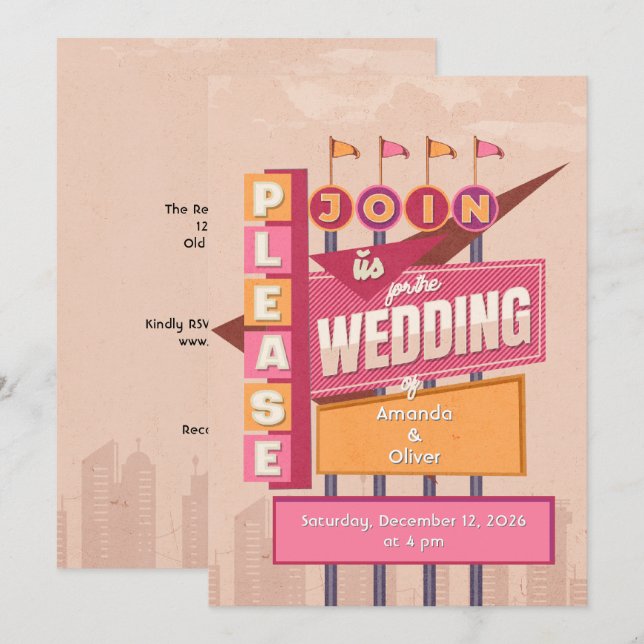 Convite Casamento em Cartaz Antigo (Frente/Verso)