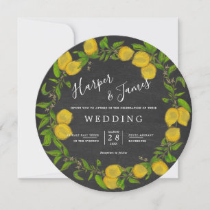 Convite Casamento em cascata de inverno com limão aquarela