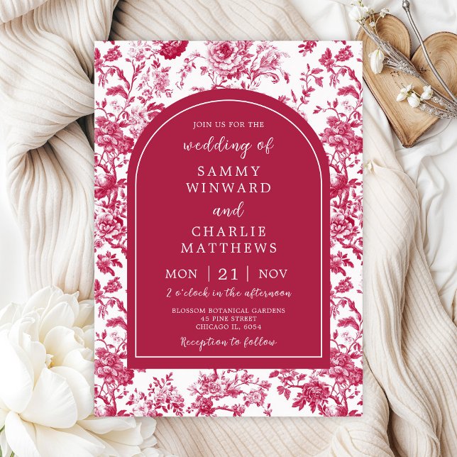 Convite Casamento em Chinoiserie Antiga Rosa (Criador carregado)