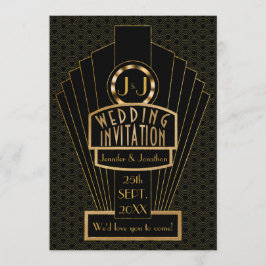 Convite Casamento em Deco com Gatsby Fanfare Vintage