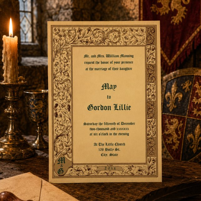 Convite Casamento em estilo iluminado medieval vintage de  (Criador carregado)