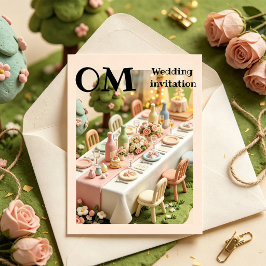 Convite Casamento em estilo miniatura de argila fofa