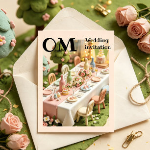 Convite Casamento em estilo miniatura de argila fofa