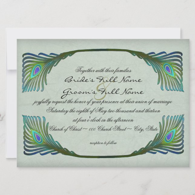 Convite Casamento em Estilo Vintage Art Nouveau (Frente)
