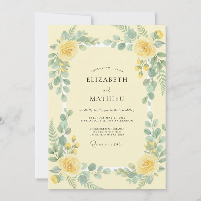 Convite Casamento em Eucalipto Amarelo Manteiga (Frente)