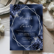 Casamento em Faux Foil com Moldura Prateada e Flor