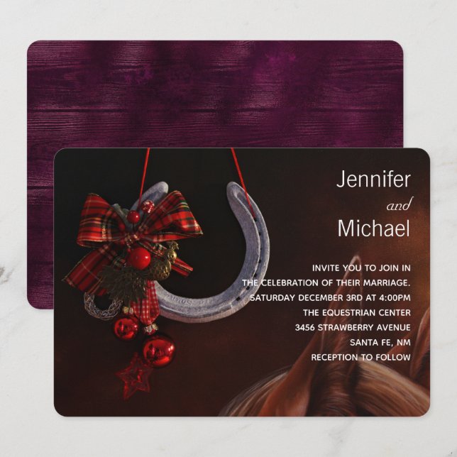 Convite Casamento em Ferradura Equestre (Frente/Verso)