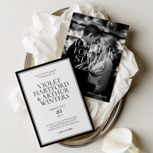 Convite Casamento em Foto Preto e Branco Minimalista Moder
