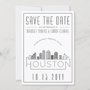 Convite Casamento em Houston   Silhueta Estilizada da Cida