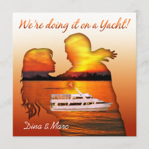 Convite Casamento em iate náutico do Casal de praia românt